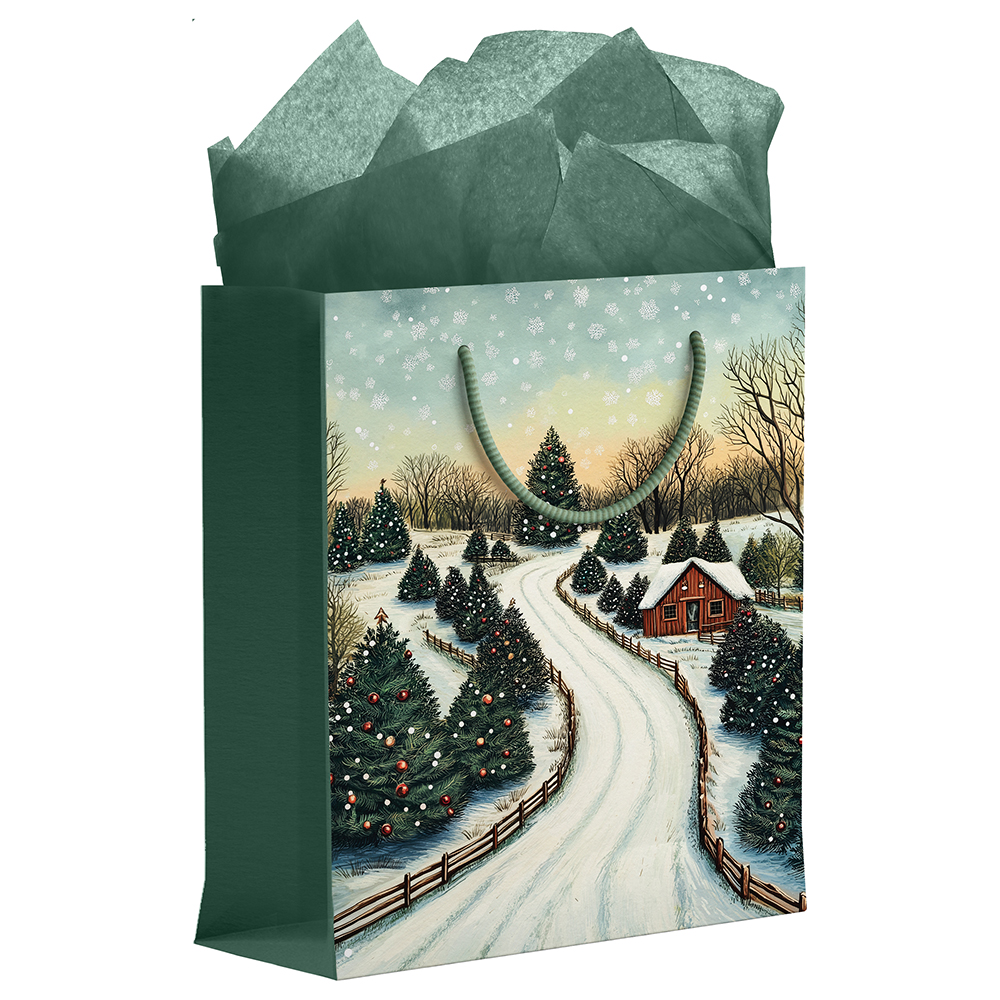 Image Christmas Gift Bag, Large Size (10'' L x 12 ½ '' H) – Christmas Landscape